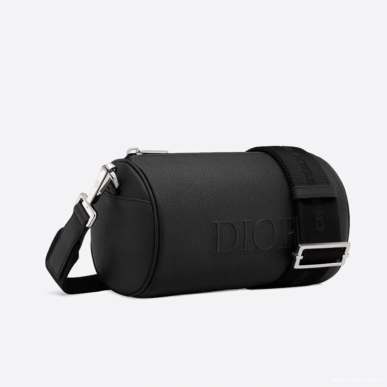 Cheap Grained Black Dior Calfskin Messenger Roller 0711 Luxury